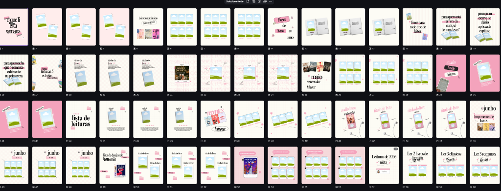 Amostra real dos templates do BookPack no Canva